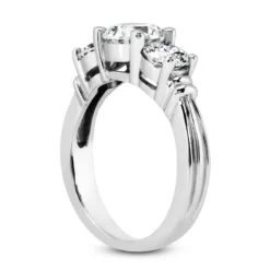 Thin 14K White Gold Diamond Three Stone Engagement Ring 0.45ct -Outlet Radiant Bijou Store 14k gold diamond three stone engagement ring 045ct p 25488 back white 20220426