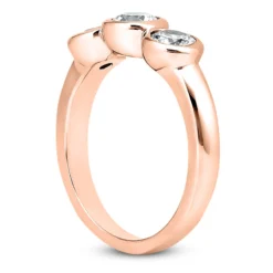 14K White Gold Diamond Three Stone Engagement Ring 0.55ct 2mm -Outlet Radiant Bijou Store 14k gold diamond three stone engagement ring 055ct p 24748 back rose 20220426