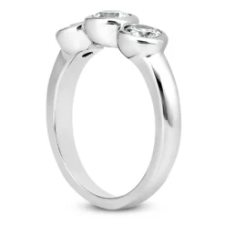 14K White Gold Diamond Three Stone Engagement Ring 0.55ct 2mm -Outlet Radiant Bijou Store 14k gold diamond three stone engagement ring 055ct p 24748 back white 20220426