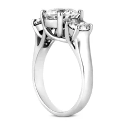 14K White Gold Diamond Three Stone Engagement Ring 0.80ct 2.90mm -Outlet Radiant Bijou Store 14k gold diamond three stone engagement ring 080ct p 24726 back white 20220426