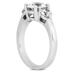 14K White Gold Diamonds Three Stone Engagement Ring 0.80ctw -Outlet Radiant Bijou Store 14k gold diamond three stone engagement ring 080ct p 24798 back white 20220426
