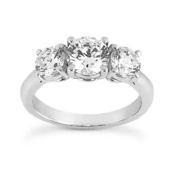 14K White Gold Diamond Three Stone Engagement Ring 1ct