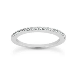 Ultra Thin 14K White Gold Diamond Unique Engagement Band 0.17ct