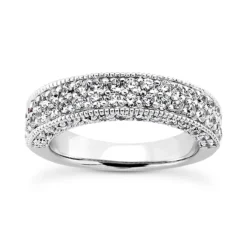 14K White Gold Diamond Unique Engagement Band 1.05ct