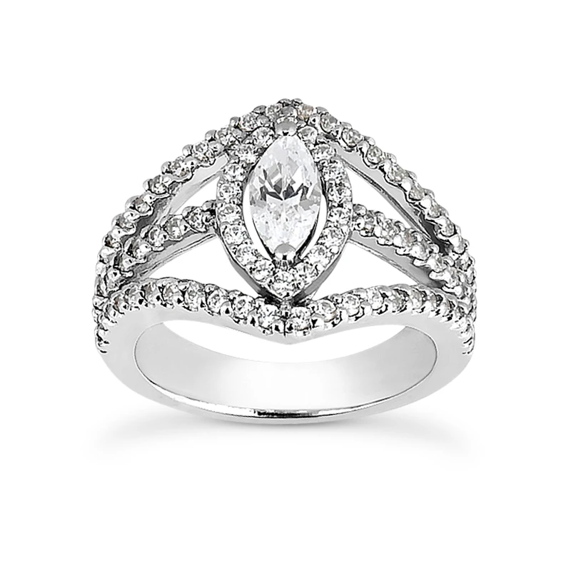 14K White Gold Diamond Unique Engagement Ring 0.92ct 3 14K White Gold Diamond Unique Engagement Ring 0.92ct