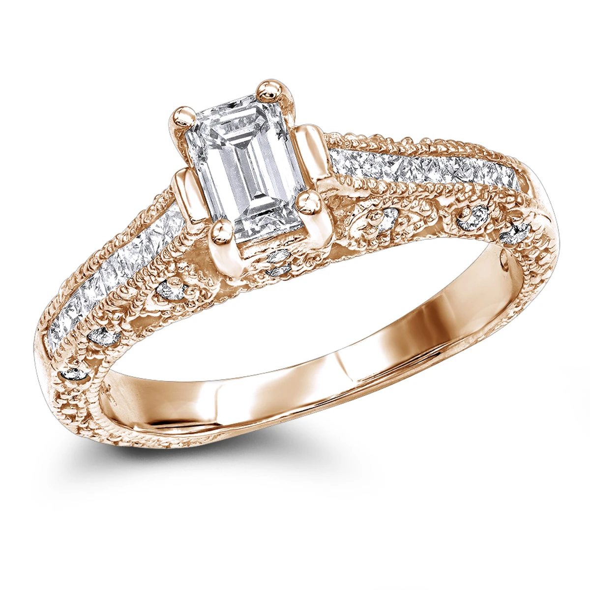 14K White Gold Diamond Unique Engagement Ring 1.08ct 1/4 In(6mm) 5 14K White Gold Diamond Unique Engagement Ring 1.08ct 1/4 In(6mm) - Image 3