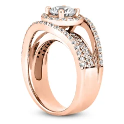 14K White Gold Diamond Unique Engagement Ring 1.17ct 12.6mm -Outlet Radiant Bijou Store 14k gold diamond unique engagement ring 117ct p 24016 back rose 20220426