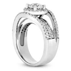 14K White Gold Diamond Unique Engagement Ring 1.17ct 12.6mm -Outlet Radiant Bijou Store 14k gold diamond unique engagement ring 117ct p 24016 back white 20220426