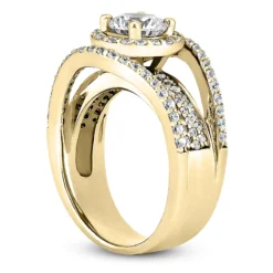 14K White Gold Diamond Unique Engagement Ring 1.17ct 12.6mm -Outlet Radiant Bijou Store 14k gold diamond unique engagement ring 117ct p 24016 back yellow 20220426