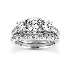 14K White Gold Diamond Unique Engagement Ring Set 1.48ct