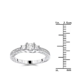 14K White Gold Diamond Vintage Engagement Ring 0.66ct -Outlet Radiant Bijou Store 14k gold diamond vintage engagement ring 066ct p 24388 rulerwh