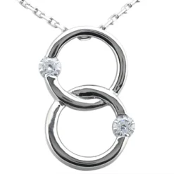 14K White Gold Double Circle Diamond Pendant 0.30ct