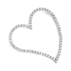 14K White Gold Floating Diamond Heart Pendant 1.25ct