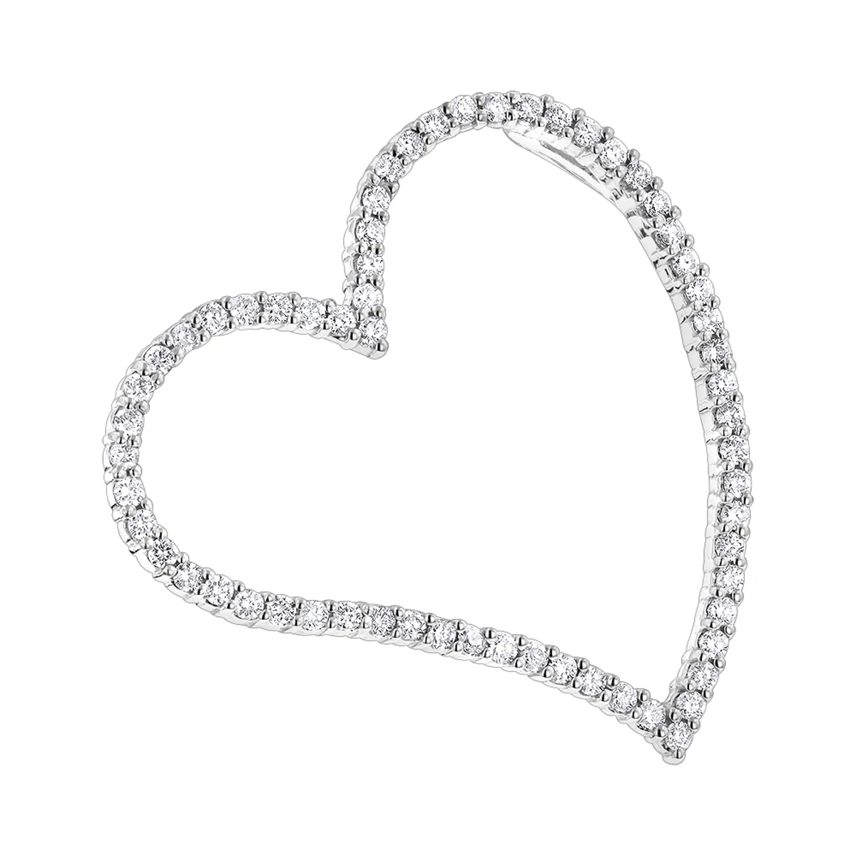 14K White Gold Floating Diamond Heart Pendant 1.25ct 3 14K White Gold Floating Diamond Heart Pendant 1.25ct