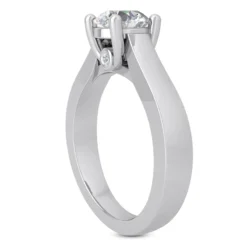 14K White Gold Four-Prong Solitaire Engagement Ring 0.53ct -Outlet Radiant Bijou Store 14k gold four prong solitaire engagement ring 053ct p 24981 back white 20220426