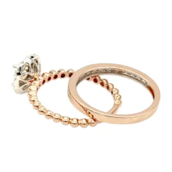 14K Rose Gold Halo Diamond Engagement Ring Wedding Band Set 0.7ct By Luxurman -Outlet Radiant Bijou Store 14k gold halo diamond engagement ring wedding band set 07ct by luxurman backro