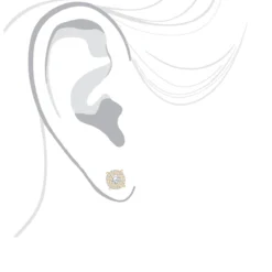 14K Yellow Gold Halo Round Stud Diamond Earrings 0.6ct Clusters -Outlet Radiant Bijou Store 14k gold halo round stud diamond earrings 065ct bodye