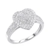 14K White Gold Heart Diamond Ring For Women Cluster Setting 0.8ct By Luxurman -Outlet Radiant Bijou Store 14k gold heart diamond ring for women cluster setting 08ct by luxurman mainwh