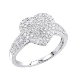 Outlet Radiant Bijou Store 17 14K White Gold Heart Diamond Ring For Women Cluster Setting 0.8ct By Luxurman