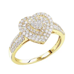 Outlet Radiant Bijou Store -Outlet Radiant Bijou Store 14k gold heart diamond ring for women cluster setting 08ct by luxurman ye