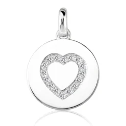 14K White Gold Round Diamond Heart Pendant 0.16ct