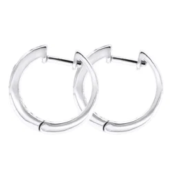 14K White Gold Hoop Huggie Black 0.6 Carat Diamond Earrings For Women -Outlet Radiant Bijou Store 14k gold hoop huggie black diamond earrings for women 06ct 000886 back white