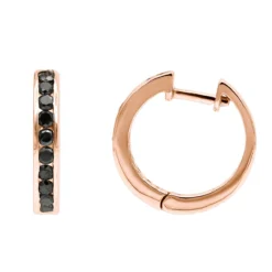 14K White Gold Hoop Huggie Black 0.6 Carat Diamond Earrings For Women -Outlet Radiant Bijou Store 14k gold hoop huggie black diamond earrings for women 06ct 000886 rose