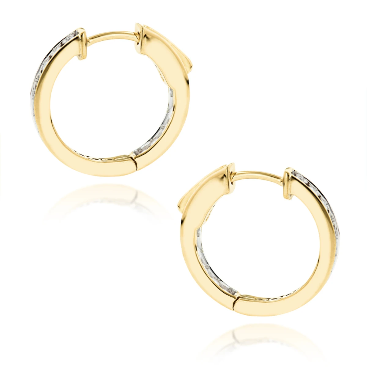 14K Yellow Gold Inside Out Channel Set Diamond Hoop Earrings 1.45ct 6 14K Yellow Gold Inside Out Channel Set Diamond Hoop Earrings 1.45ct - Image 4