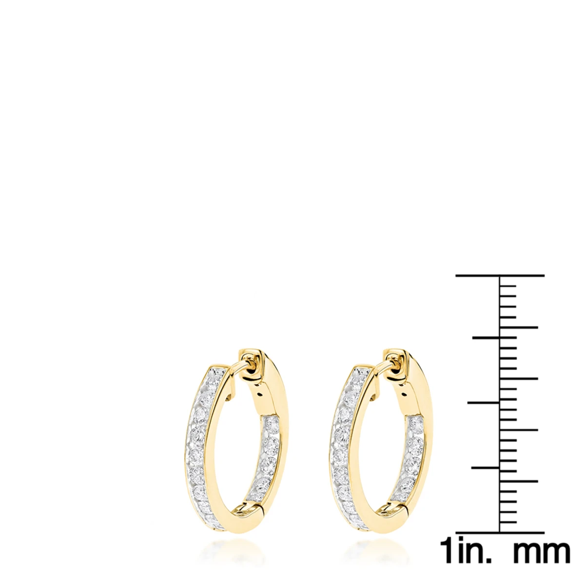 14K Yellow Gold Inside Out Channel Set Diamond Hoop Earrings 1.45ct 8 14K Yellow Gold Inside Out Channel Set Diamond Hoop Earrings 1.45ct - Image 6