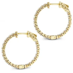 14K Yellow Gold Inside Out Diamond Hoop Earrings 1 Ct -Outlet Radiant Bijou Store 14k gold inside out diamond hoop earrings 115ct p 6260 backye