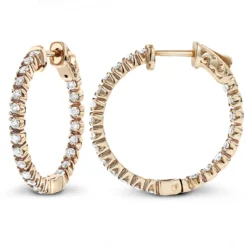 14K Yellow Gold Inside Out Diamond Hoop Earrings 1 Ct -Outlet Radiant Bijou Store 14k gold inside out diamond hoop earrings 115ct p 6260 ro