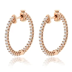 14K Yellow Gold Inside Out Diamond Hoop Earrings 1.85ct -Outlet Radiant Bijou Store 14k gold inside out diamond hoop earrings 185ct p 6267 ro