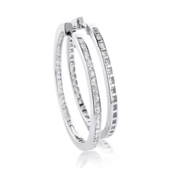 14K White Gold Inside Out Diamond Hoop Earrings 4.6ct -Outlet Radiant Bijou Store 14k gold inside out diamond hoop earrings 36ct 2