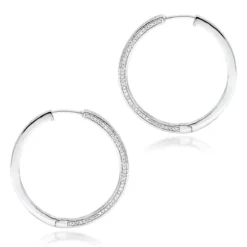 14K White Gold Inside Out Diamond Hoop Earrings For Women 1 Carat By Luxurman -Outlet Radiant Bijou Store 14k gold inside out diamond hoop earrings for women 1 carat by luxurman backwh