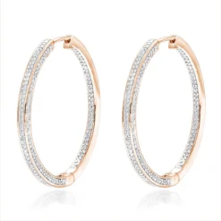 14K White Gold Inside Out Diamond Hoop Earrings For Women 1 Carat By Luxurman -Outlet Radiant Bijou Store 14k gold inside out diamond hoop earrings for women 1 carat by luxurman ro