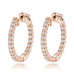 14K Yellow Gold Inside Out Diamond Hoop Earrings For Women 1.3ct 3/4in By Luxurman -Outlet Radiant Bijou Store 14k gold inside out diamond hoop earrings for women 13ct 34in by luxurman ro