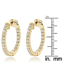 14K Yellow Gold Inside Out Diamond Hoop Earrings For Women 1.3ct 3/4in By Luxurman -Outlet Radiant Bijou Store 14k gold inside out diamond hoop earrings for women 13ct 34in by luxurman rulerye