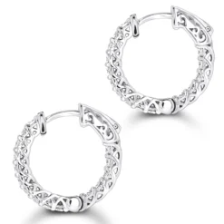 14K White Gold Inside Out Diamond Hoop Earrings For Women 1.5ct -Outlet Radiant Bijou Store 14k gold inside out diamond hoop earrings for women 15ct backwh