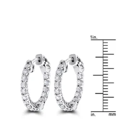 14K White Gold Inside Out Diamond Hoop Earrings For Women 1.5ct -Outlet Radiant Bijou Store 14k gold inside out diamond hoop earrings for women 15ct rulerwh