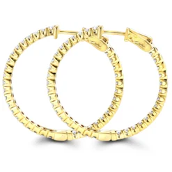 14K Yellow Gold Inside Out Diamond Hoop Earrings For Women By Luxurman 2.1ct 11 14K Yellow Gold Inside Out Diamond Hoop Earrings For Women By Luxurman 2.1ct -Outlet Radiant Bijou Store 14k gold inside out diamond hoop earrings for women by luxurman 21ct backye