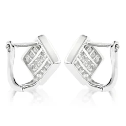 14K Yellow Gold Invisible Princess Cut Diamond Earrings 1.45ct -Outlet Radiant Bijou Store 14k gold invisible princess cut diamond earrings 145ct backwh