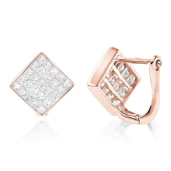 14K Yellow Gold Invisible Princess Cut Diamond Earrings 1.45ct -Outlet Radiant Bijou Store 14k gold invisible princess cut diamond earrings 145ct ro