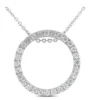 14K White Gold Ladies Circle Diamond Necklace 0.64ct