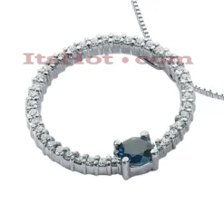 14K White Gold Ladies Circle Diamond Necklace 0.98ct