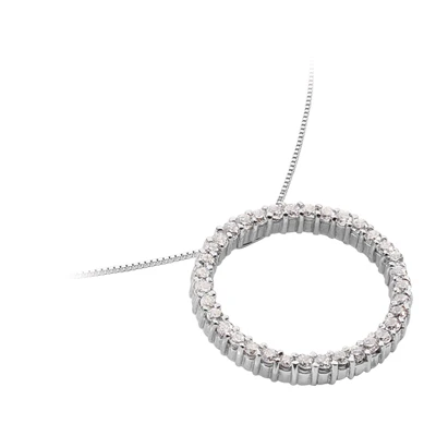 14K White Gold Ladies Circle Diamond Necklace 1.05ct 5 14K White Gold Ladies Circle Diamond Necklace 1.05ct - Image 3