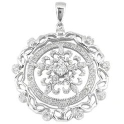14K White Gold Ladies Circle Diamond Necklace 1.12ct