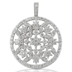 14K White Gold Ladies Circle Diamond Necklace 2.23ct