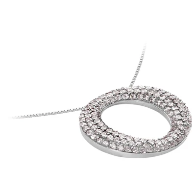 14K White Gold Ladies Circle Diamond Pendant 0.81ct 4 14K White Gold Ladies Circle Diamond Pendant 0.81ct - Image 2