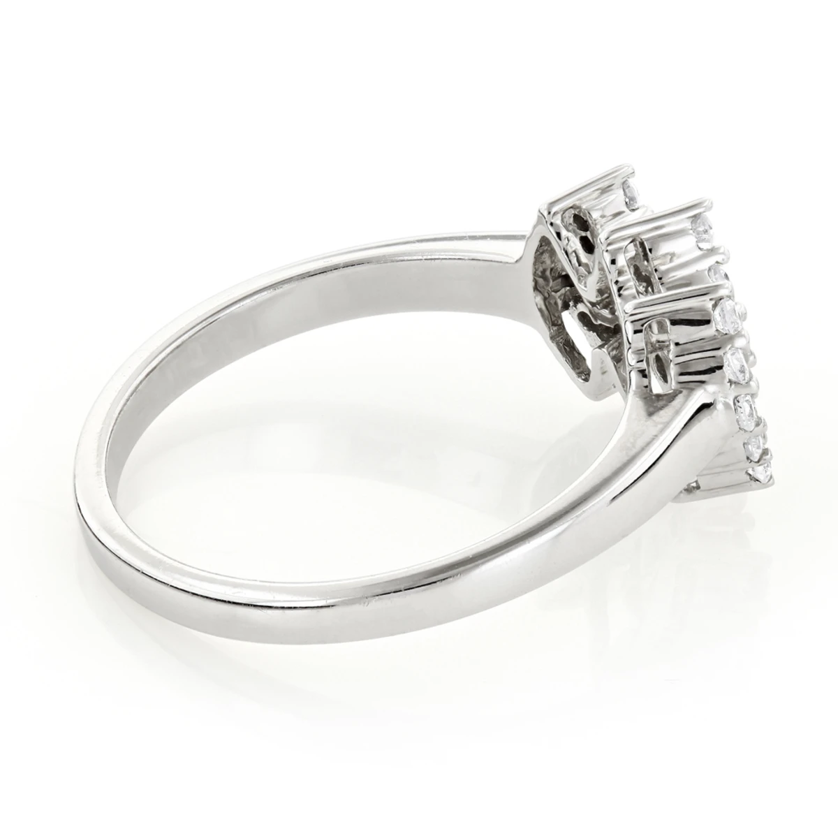 14K White Gold Ladies Cluster Diamond Ring 0.63ct Three Stone Ring Design 4 14K White Gold Ladies Cluster Diamond Ring 0.63ct Three Stone Ring Design - Image 2