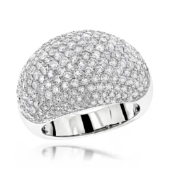 14K White Gold Ladies Designer Pave Diamond Ring 3.5ct
